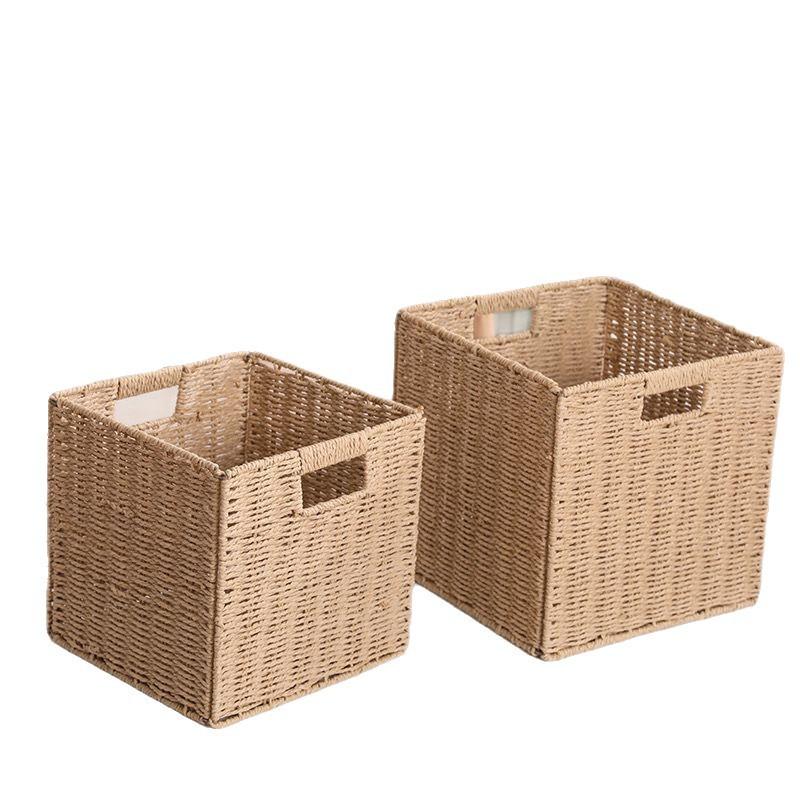 Foldable Paper Rope Storage Basket Toys Snacks Books Laundry Modern Minimalist Organizer Bin