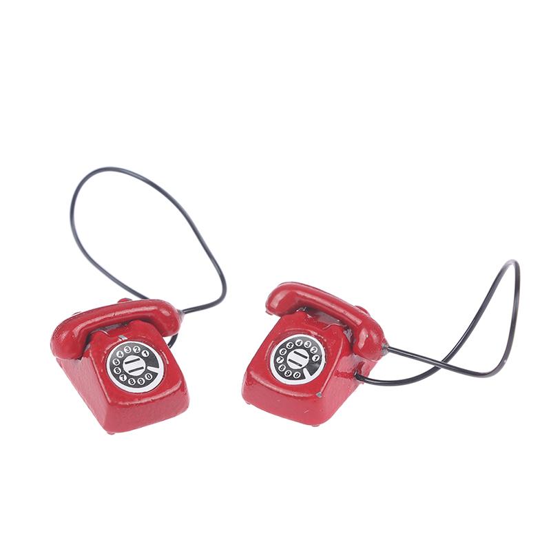 Domeček pro panenky Mini ozdoby Simulovaný pevný telefon Domky pro panenky Nábytek