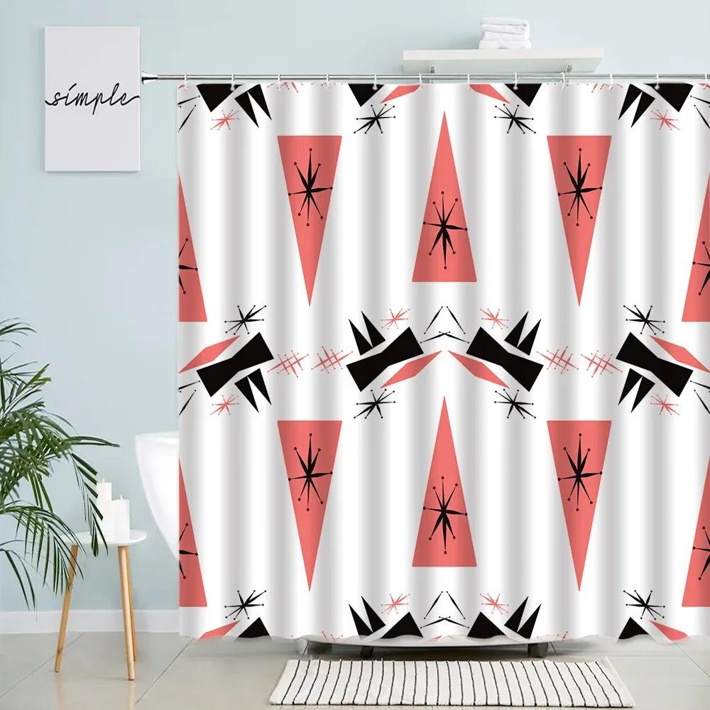 Abstract Shower Curtain Colorful Mid Century Graffiti Geometric Cute Cartoon Kids Watercolor Doodle Plant Curve Bathroom Decor