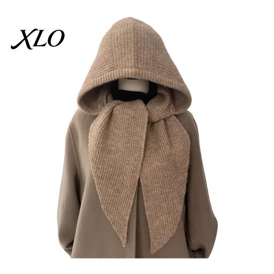 Women Winter Hat Knit Hooded Scarf Hat, Pullover Balaclava Hood, Soft Warm Ear Protection Skull Cap for Cold Weather Hood