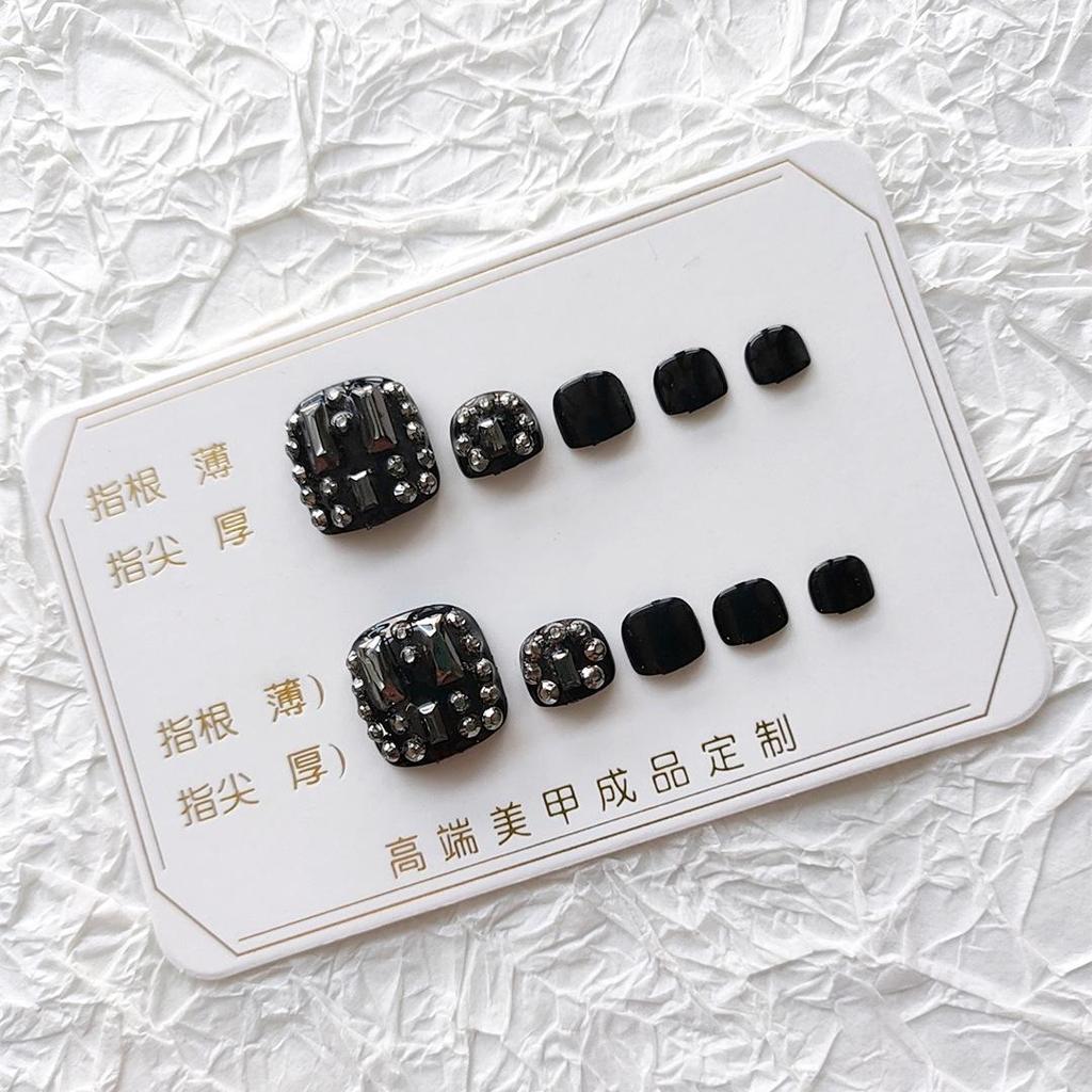 J36 Black Diamond Flash Toenail Manicure Set - Cool, Whitening Phototherapy Fake Toenail Patches