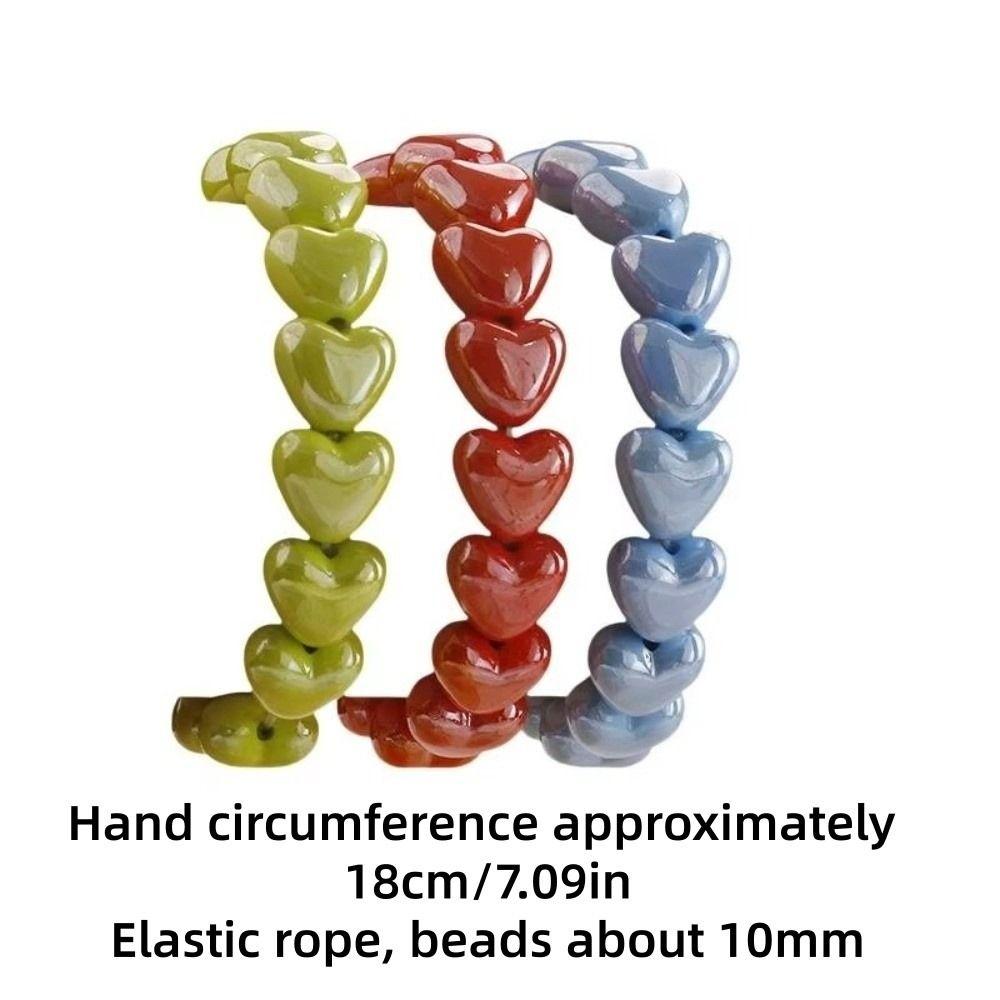 Heart Shape Design Heart Beaded Bracelets Colorful Beads Beaded Bangle Jewelry  Valentine Gift