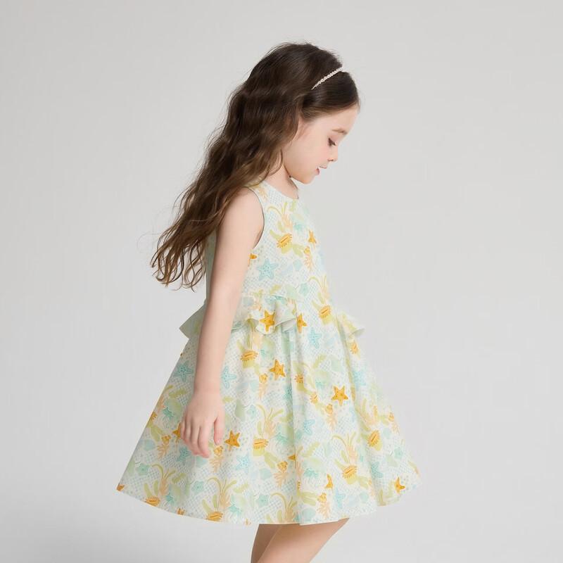 Deesha Girls' Sweet Floral A-line Sleeveless Cotton Dress