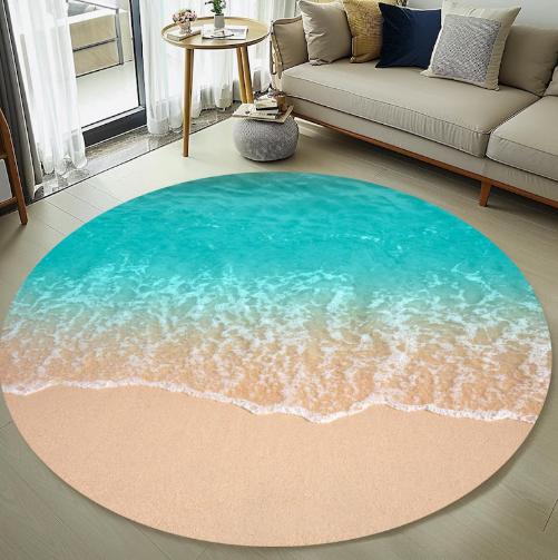 Ocean Wave Round Rug 3D Beach Mat Coastal Starfish Carpet Nautical Sea Shell Floor Rug Sea Coastal Home Decor Ocean Lover Gift