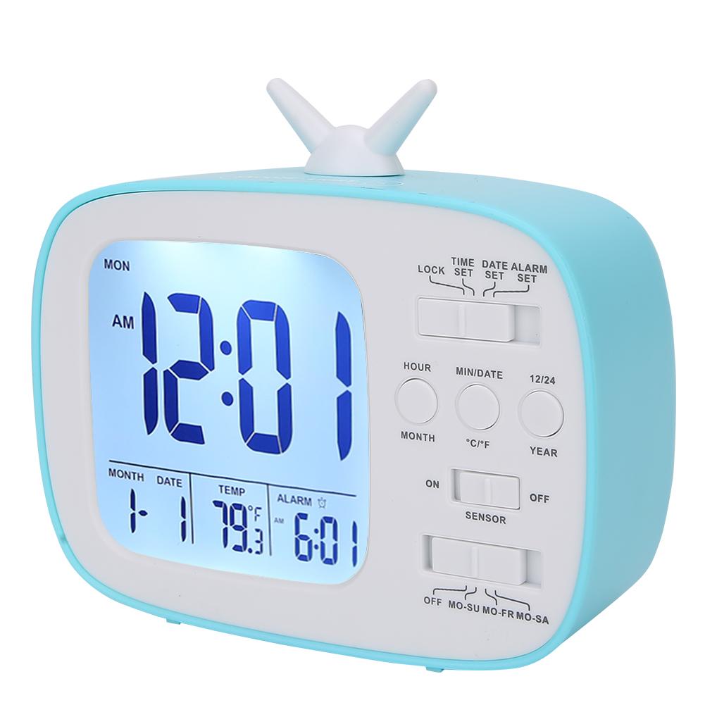 

Smart Alarm Clock Multifunctional LED Digital Display 12 24 Hour Switch Household Bedroom SuppliesBlue синій