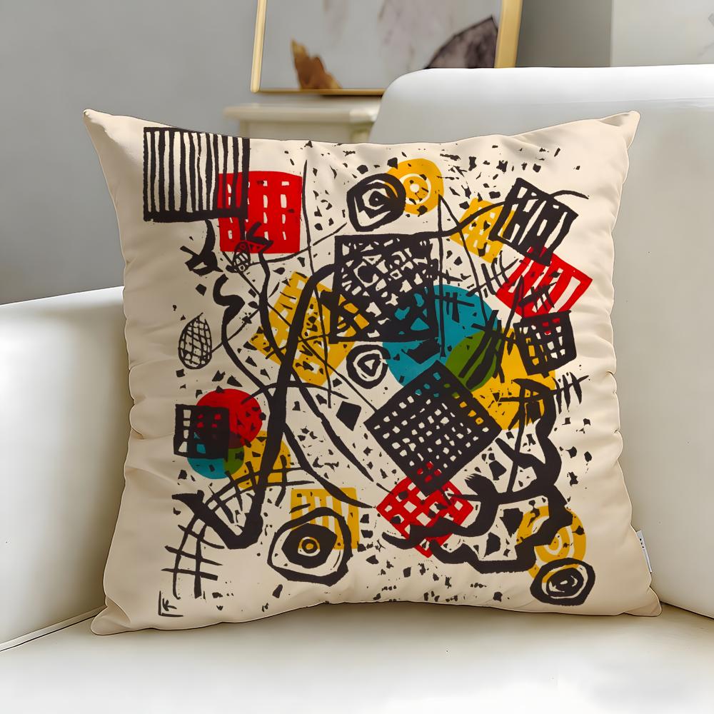 Classic Painter Wassily Kandinsky Cushion Cover Soft & Easy-Wash Pillow Case – Versatile for Couch, Bed, Travel and Office