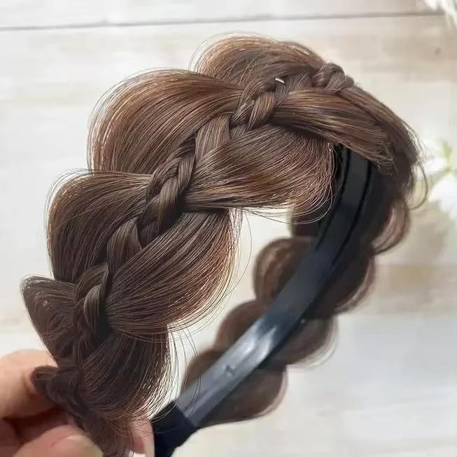 Lazy Wig Twist Stirnbänder für Frauen, breite Fischgräten-Zöpfe, Haarbänder, handgefertigt, Retro-Kopfband, Haar-Styling, Kopfbedeckung, Zubehör