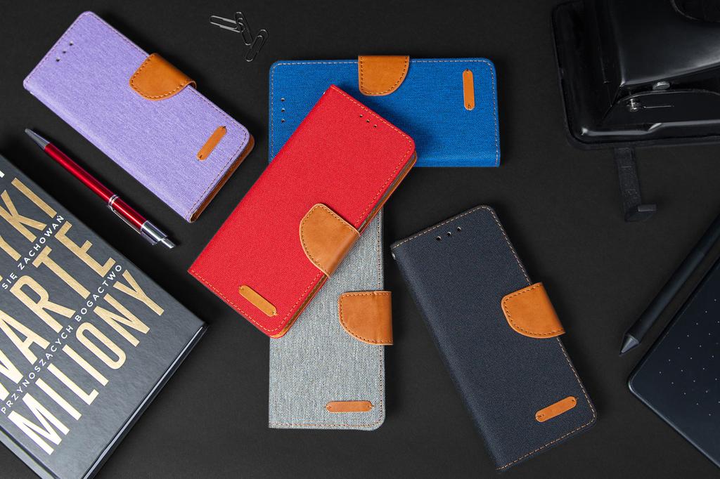 Etui Typu Portfel Do Motorola Edge 60 Pro - Niebieski Pokrowiec Canvas + Szkło