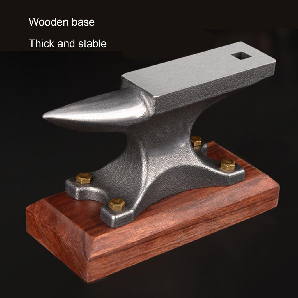 Mini-Hufschmiedamboss Holzsockel Gusseisenamboss für Schmuckherstellung Metallschmieden Hämmern Einzelhornamboss
