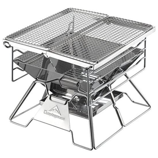 CAMPING MOON Clip Wire Mesh Stainless Steel Half Size PRO W2 Rectangular Grill,