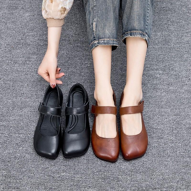 

Flat-soled soft leather shoes retro single shoes women s casual women s shoes women s leather shoes 41 чорний