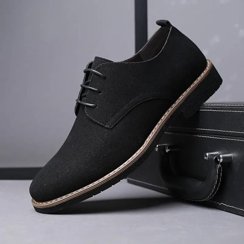 Men Casual Shoes Lace Up Oxfords Business Formal Dress Leather Shoes Derby Shoe Black Platform Sneakers