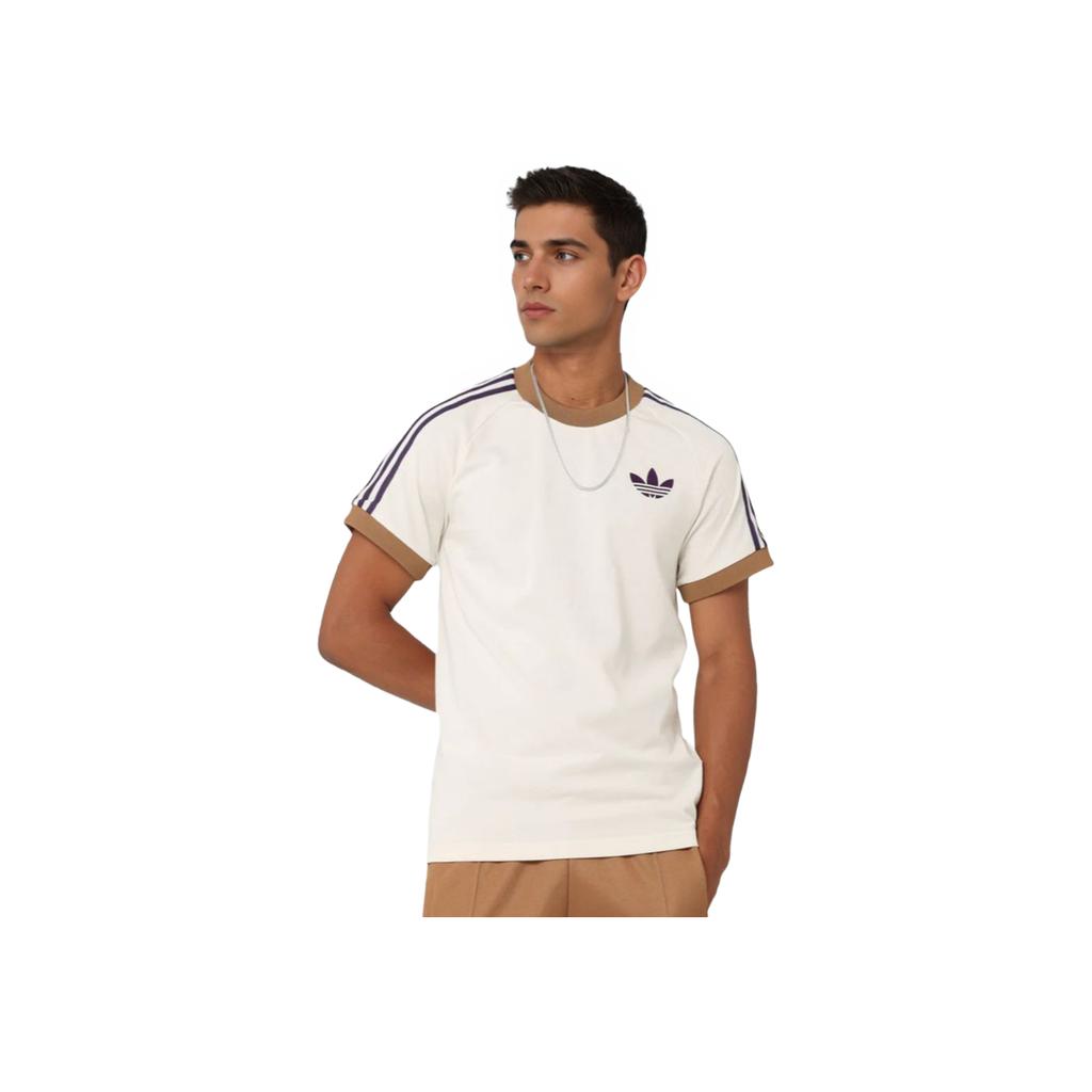 adidas Originals Cali Tee With Striped Ribbed Crew Neck Men Tops Off-White IB3422