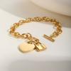 Luxurious Heart-shaped Lock Bracelet for Women,Stainless Steel Thick Link Chain Bracelets,Fashion Jewelry Mother's Day Gift