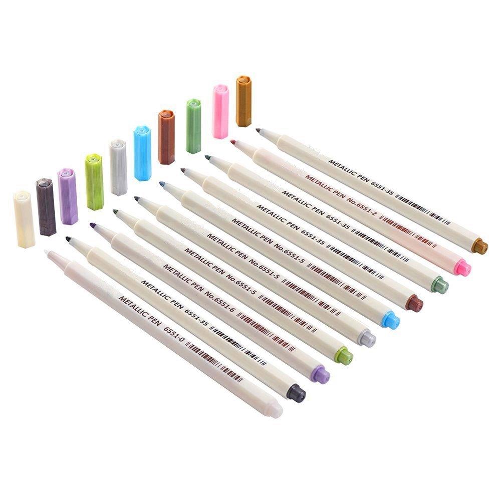 EMY Metallic Marker for Diary Message and Various Decorative Uses Pens, 10-Color Set, Water-Based, Pages, Cards,