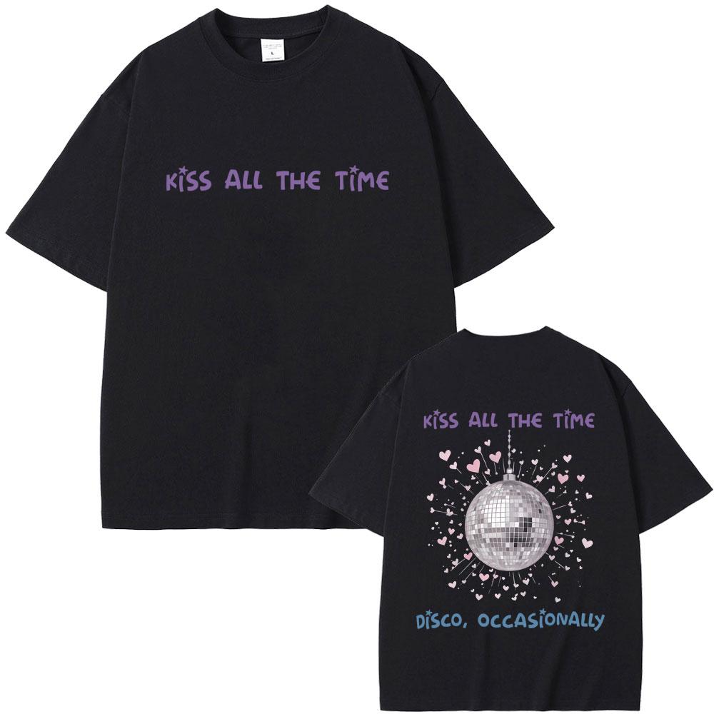 Limited New Album Kiss All The Time Disco Occasionally Graphic Tshirt Unisex Women Hip Hop Fashion Oversized T Shirts Streetwear