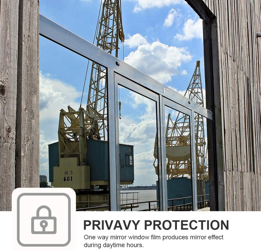 Window Privacy Film One Way Daytime Mirror Tint Treatments UV Heat Control Vinyl Stickers Sun Block Glass Paper Door Covering