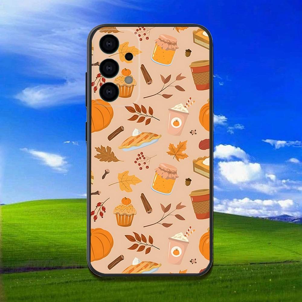 Autumn leaves and pumpkins Phone Case For Samsung Galaxy A13,A21s,A22,A31,A32,A52,A53,A71,A80,Soft Black Shell