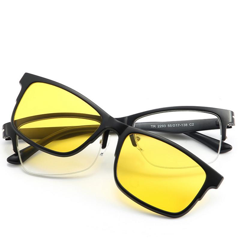 2293 Magnet Clip Square Half Frame Myopia Glasses 0 -0.5 -1.0 -1.5 -2.0 -2.5 -3.0 -4.0 -4.5 -5.0 To -6.0