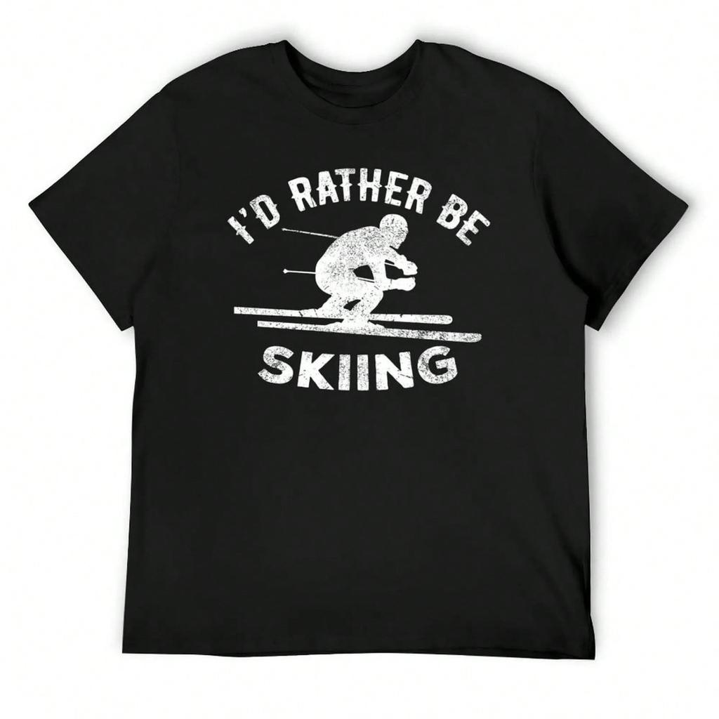 I'd Rather Be Skiing Ski Skiing Winter Mountains Snow Skier Sport T-Shirt Topping Heavyweight T Shirts For Unisex