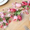 Artificial Tulip Vine with Leaves Pink Plastic 160cm for Wedding Party Holiday Home Office Decorations Outdoor Use