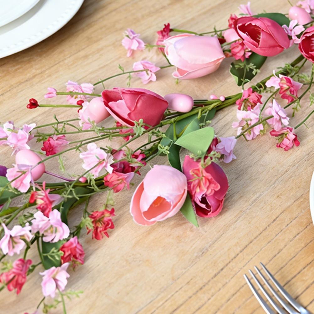 Artificial Tulip Vine with Leaves Pink Plastic 160cm for Wedding Party Holiday Home Office Decorations Outdoor Use