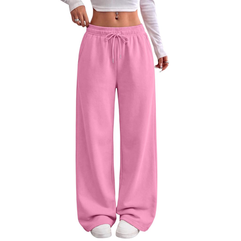 Damen Locker geschnittene Wide Leg Jogginghose mit Kordelzug für den täglichen lässigen Look