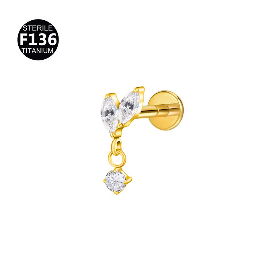 2024 F136 Titanium Flower Cone Pendant Chain Lip, Ear & Tragus Stud with Internal 0.9 Thread