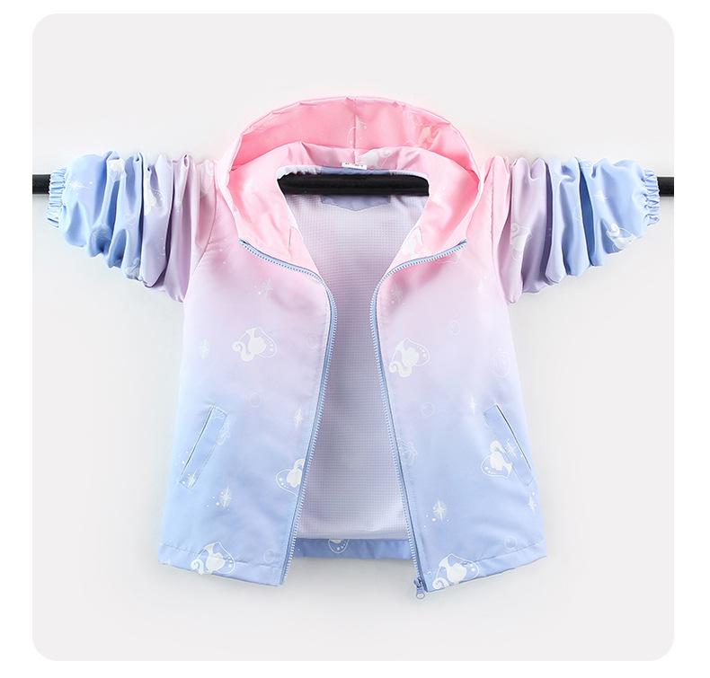 2025 Korean Style Gradient Windbreaker Jacket for Girls, Medium Size - Casual Outerwear In Stock