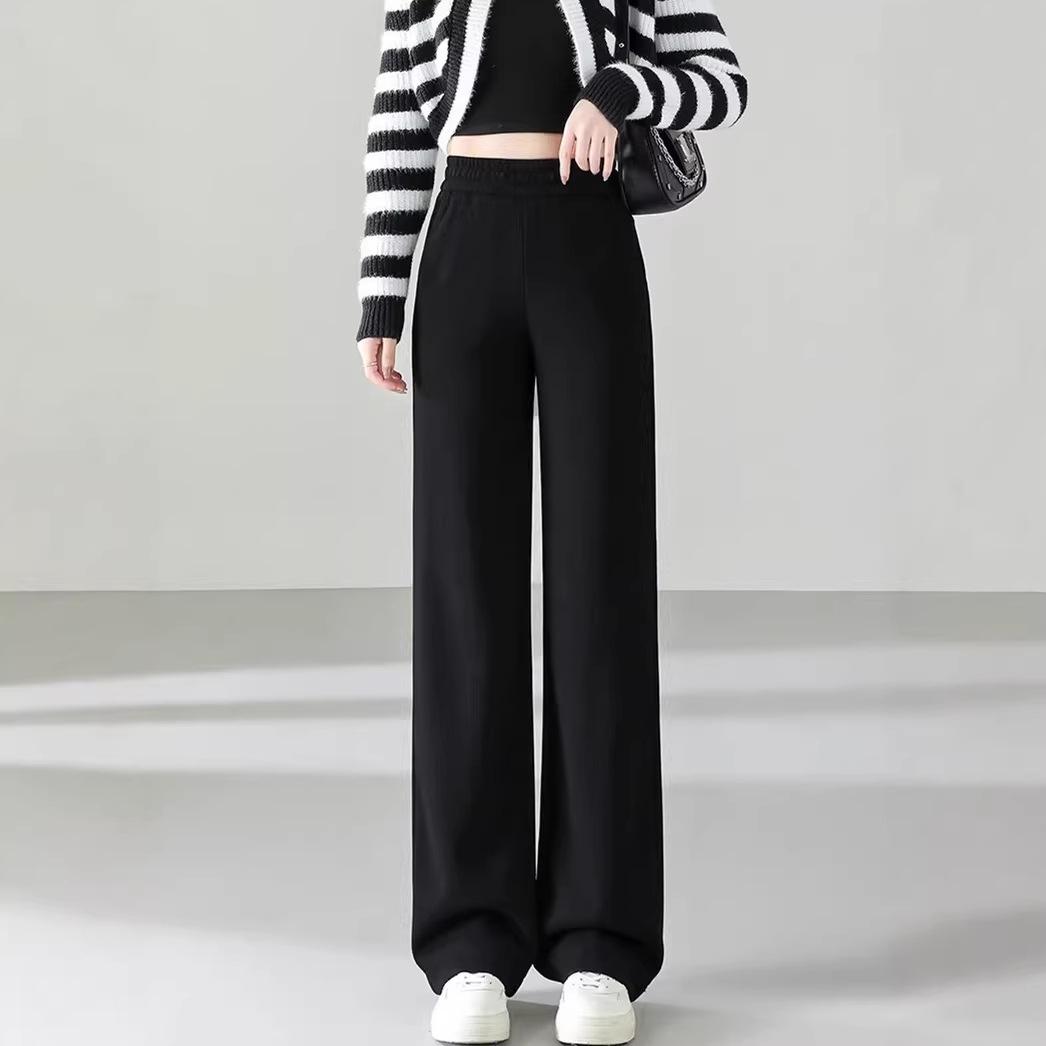

Women s Faux Cashmere Wide-Leg Pants – Plus Velvet, Autumn/Winter, Casual Drape, Narrow Straight, Long Style. M