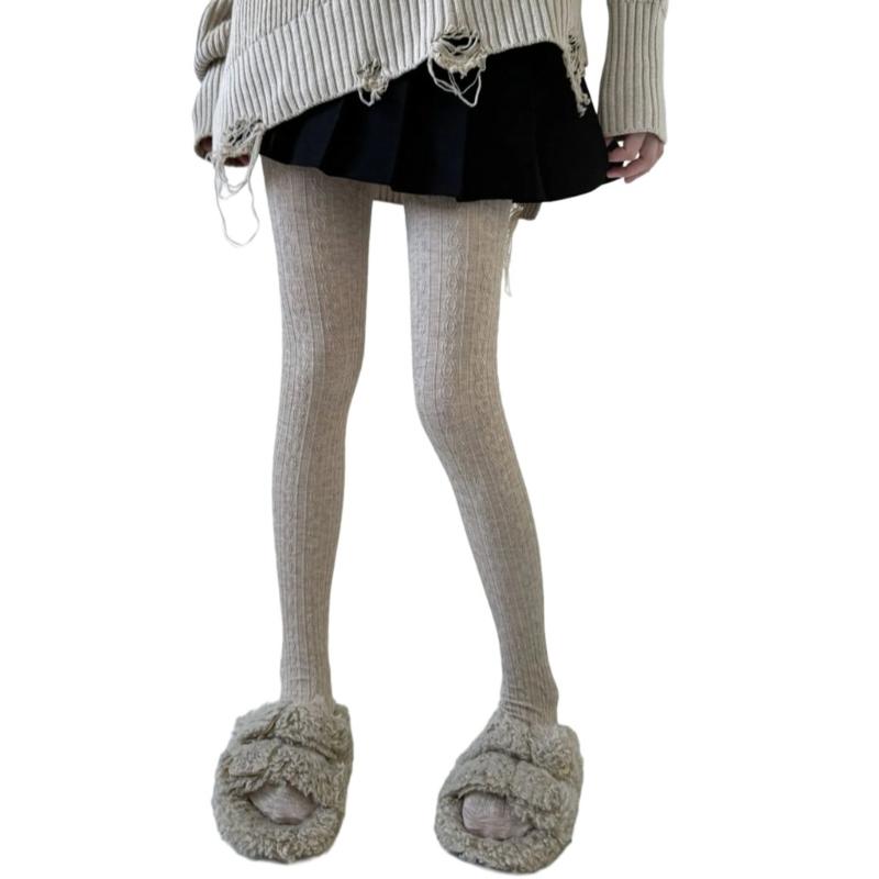 Women Vintage Twist Striped Pattern Jacquard Tights Winter Fall Opaque Pantyhose Stockings Slimming Leggings Hosiery