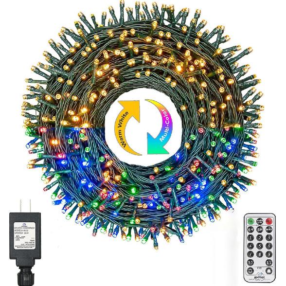 XUNXMAS Bright Christmas Lights Outdoor 300 LED String Lights