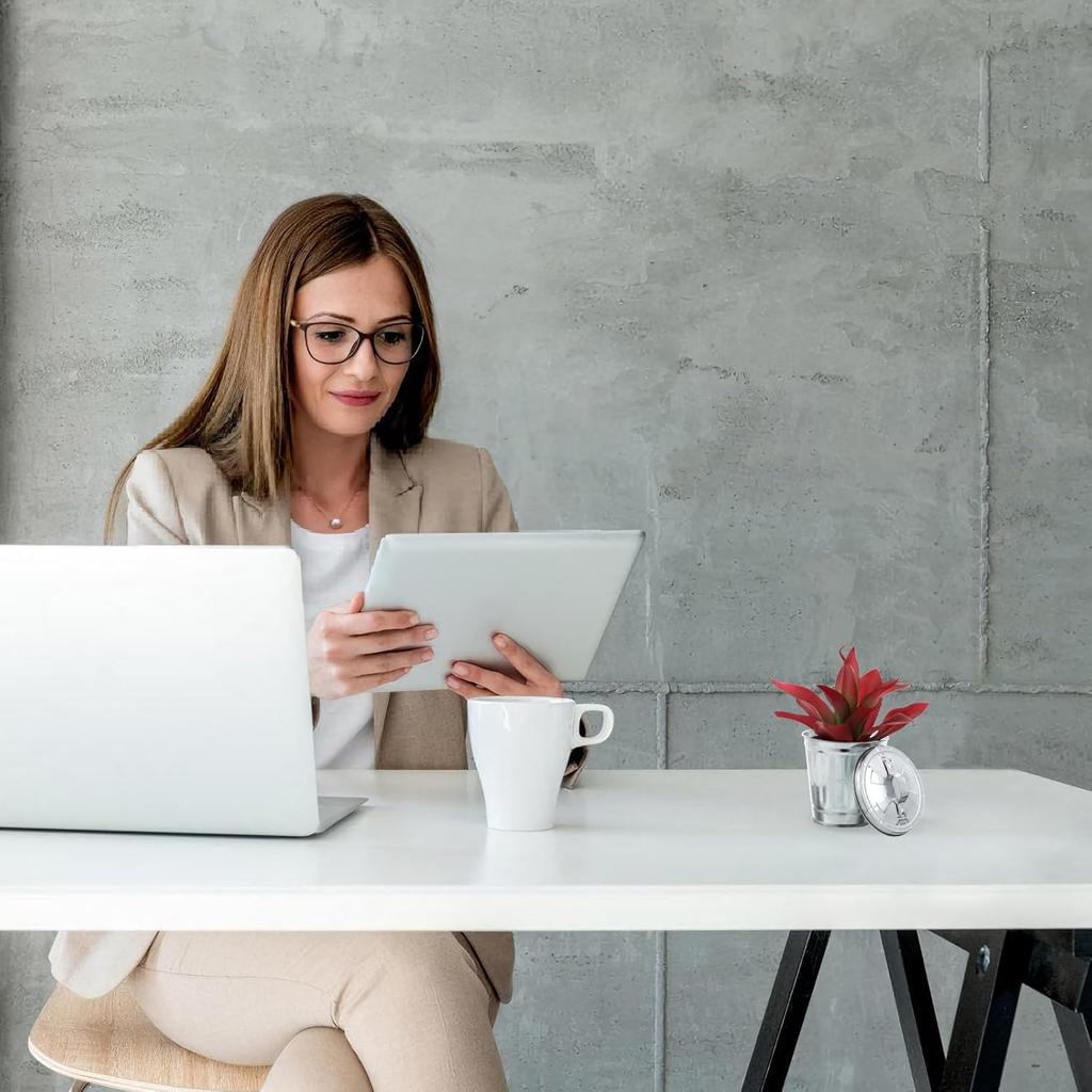 Jojofuny Desktop Mini Trash Can - Iron Garbage Bin, Pencil Cup Holder, Wastebasket, Flower Pot for Home, Kitchen, Office - Silver