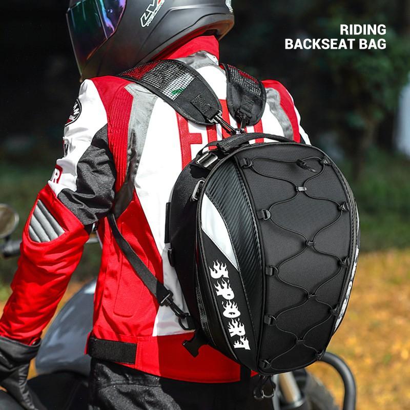 Motorcycle Rear Seat Bag Waterproof Storage Pannier Riders Large Capacity Helmet Compatible Nylon Tail