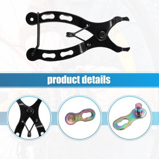 Bike Chain Repair Tool Kit w/ 5 Pairs Quick Link for 9 Speed Chain Multicolor