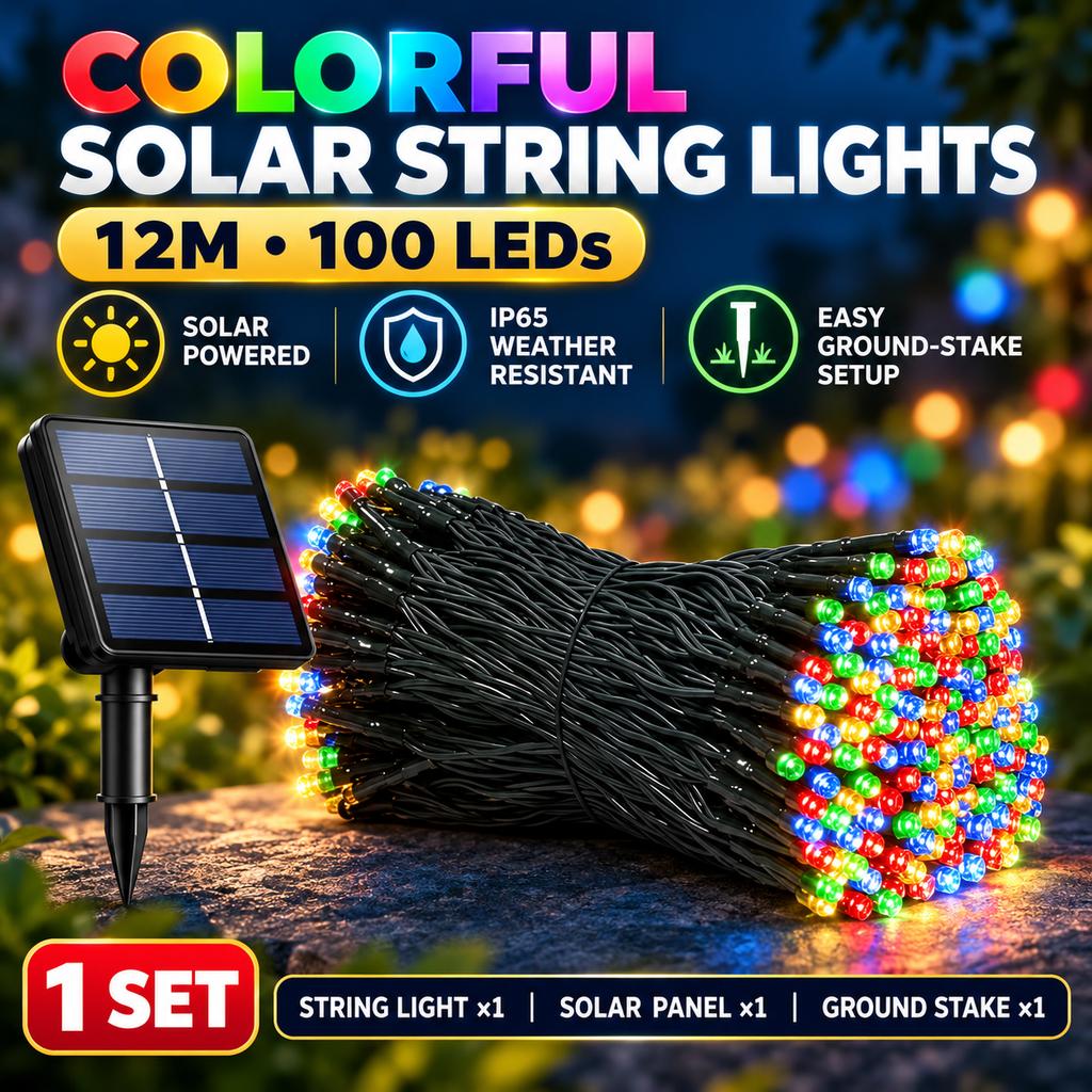 Solar Powered Flower String Lights IP65 Waterproof Outdoor Garden Decor