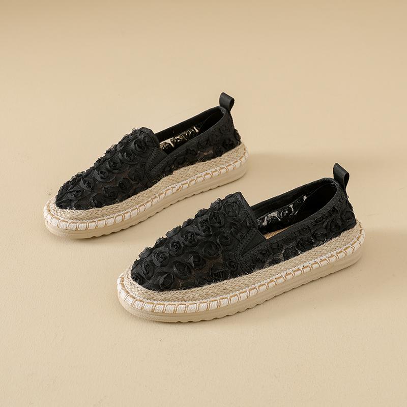 Hot Sale Breathable Mesh Lace Ballet Flats Shoes Womens Espadrilles Casual Floral Women'S Loafers Zapatillas Fisherman
