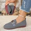Women's Shoes Spring and Autumn New Korean Round Toe Shallow Metal Buckle Low Heel Flat Comfortable Casual Single Shoes