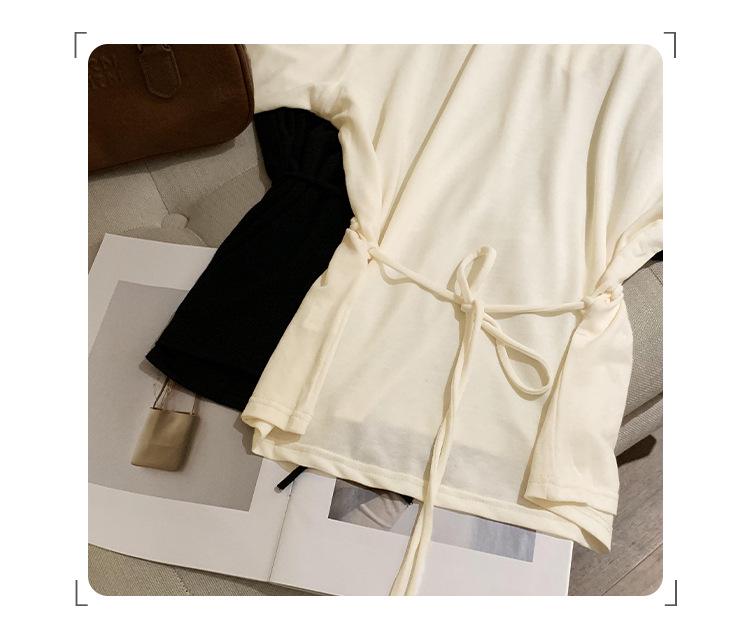 V-Neck Soft, Skin-Friendly Short-Sleeve T-Shirt with Back Waist Tie - Women's Summer 2026 New Style