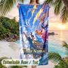 One Piece Beach Towel, Personalized Custom Name Text, Quick Dry Large Absorbent Towel For Beach Pool