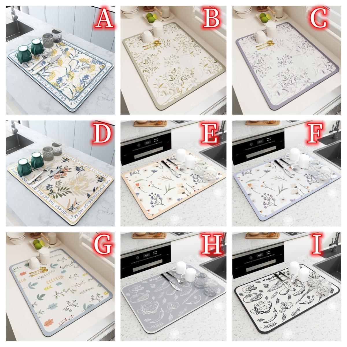 Супер впитывающая кофейная тарелка, большой кухонный впитывающий дренажный коврик, сушильный коврик, быстросохнущий сливной коврик для ванной комнаты I 1PC