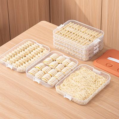 Dumpling Storage Box Multi-layers Large Capacity Portable Handle Airtight Lid Non-sticky Refrigerator Food Wonton Container Holder Organizer