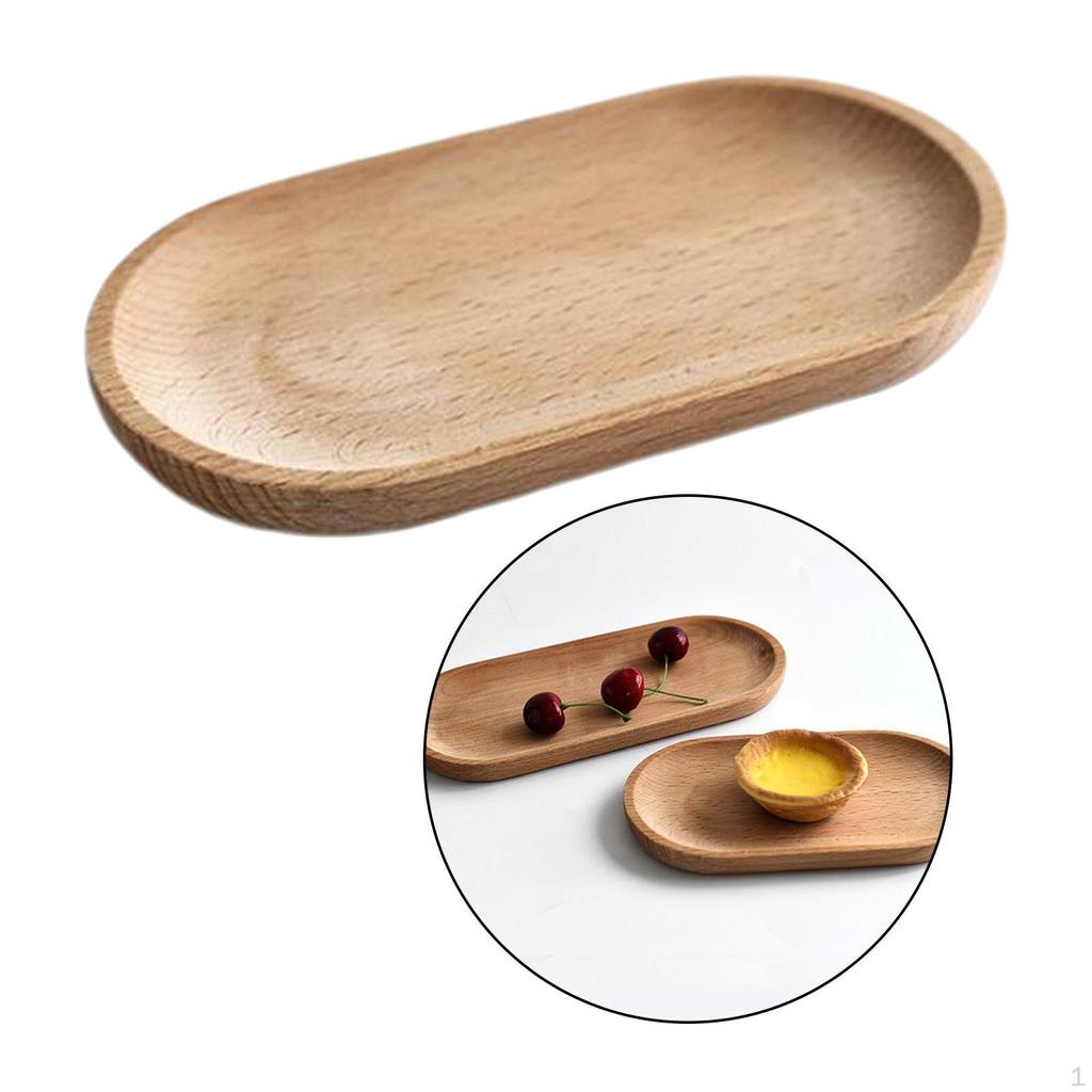 Solid Oval Wood Tray Dish Fruit Buffet Children Tableware Decorative