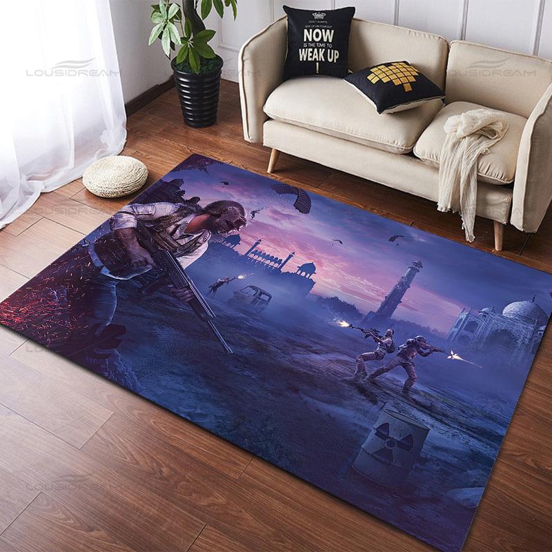Popular 3D Shooting Game Decorative Carpets Square Flannel PUBG Carpets Modern Home Bedroom Rug Living Room Carpets