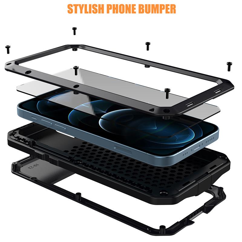 IP4 Waterproof Heavy Duty Metal Case For For Iphone 17 Air 16 1 Pro Max 14 Plus 13 12 Mini 11 With Gorilla Glass Cover Fundas