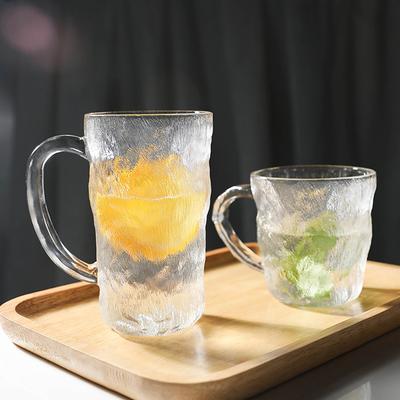 300ml/400ml ledovcové zrno sklo s rukojetí ovesný snídaňový hrnek na vodu, mléko, kávu, domácí pivo, čajový hrnek