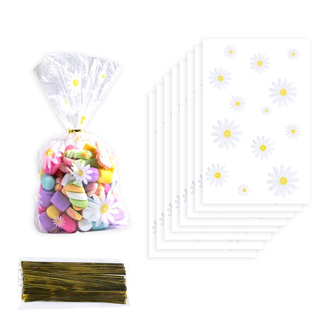 50 Stück Klare Gänseblümchen Süßigkeiten Kekstüten Plastik Keks Backverpackungsbeutel Hochzeit Geburtstagsfeier Babyparty DIY Geschenke Verpackung