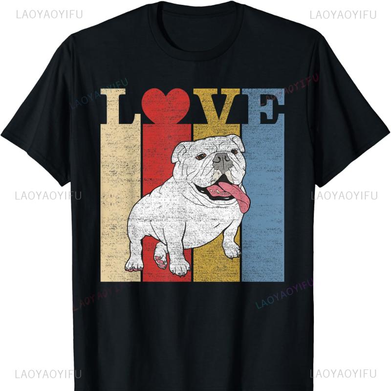 Bulldog Dog Dad Mom Lover Retro Vintage Bulldog Gift TShirt Graphic TShirts Clothes Clothing Gothic Shirts for Tops Unisex