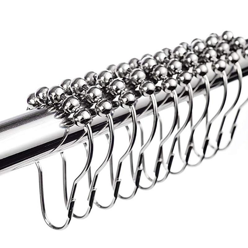 12 Pcs/pack Rustproof Bath Curtain Rollerball Shower Curtain Rings Hooks 5 Roller Ball Curtain Accessories