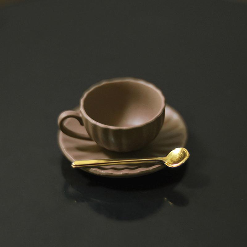 3Pcs/Set 1:12 Dollhouse Mini Furniture Model Diy Access Coffee Cup Saucer Spoon